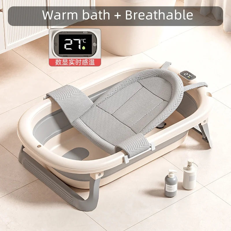 Digital temperature sensitive baby bath tub Large household portable folding bath tub Children's bath tub Children's bath tub