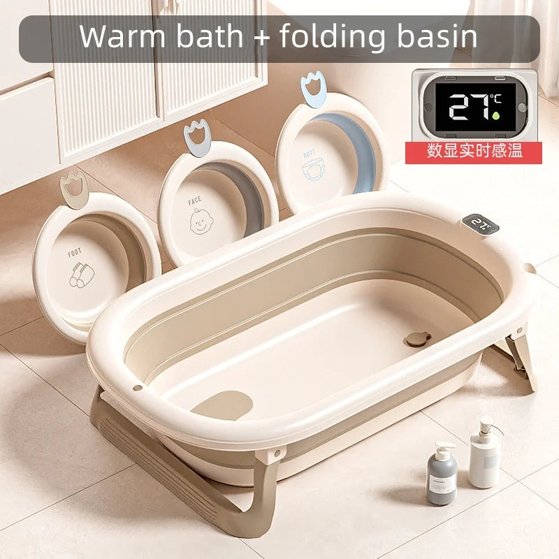 Digital temperature sensitive baby bath tub Large household portable folding bath tub Children's bath tub Children's bath tub