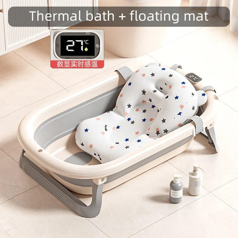 Digital temperature sensitive baby bath tub Large household portable folding bath tub Children's bath tub Children's bath tub