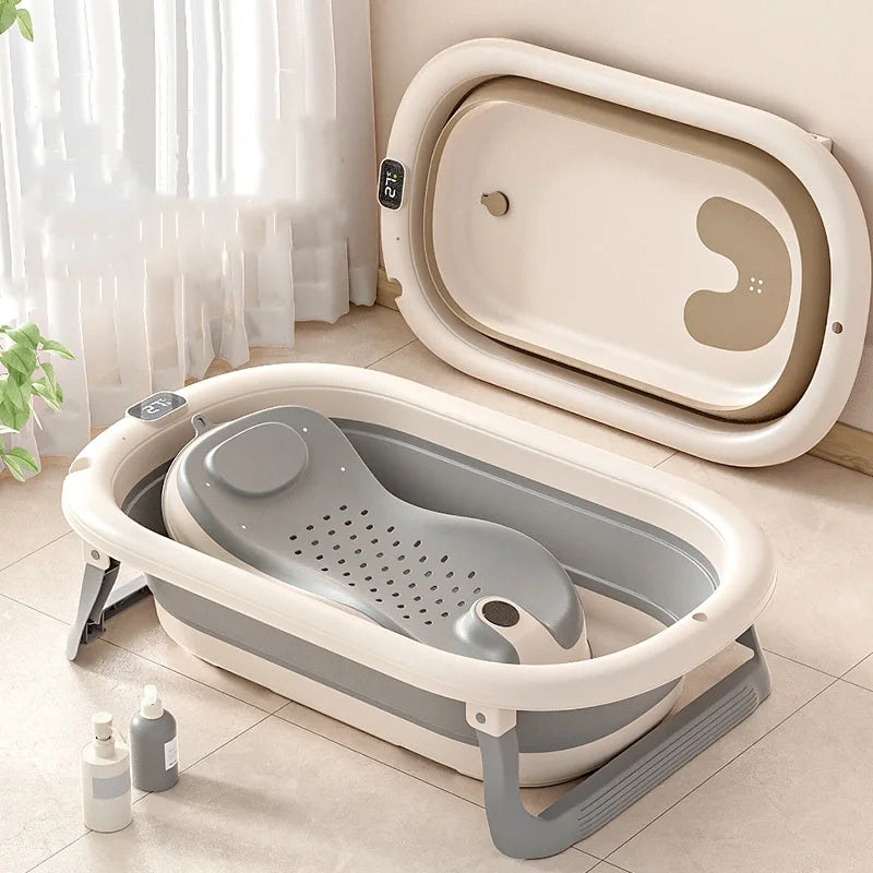 Digital temperature sensitive baby bath tub Large household portable folding bath tub Children's bath tub Children's bath tub