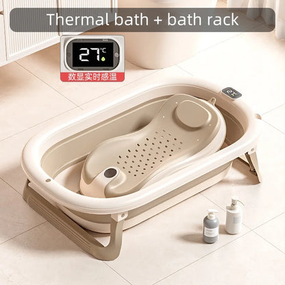 Digital temperature sensitive baby bath tub Large household portable folding bath tub Children's bath tub Children's bath tub